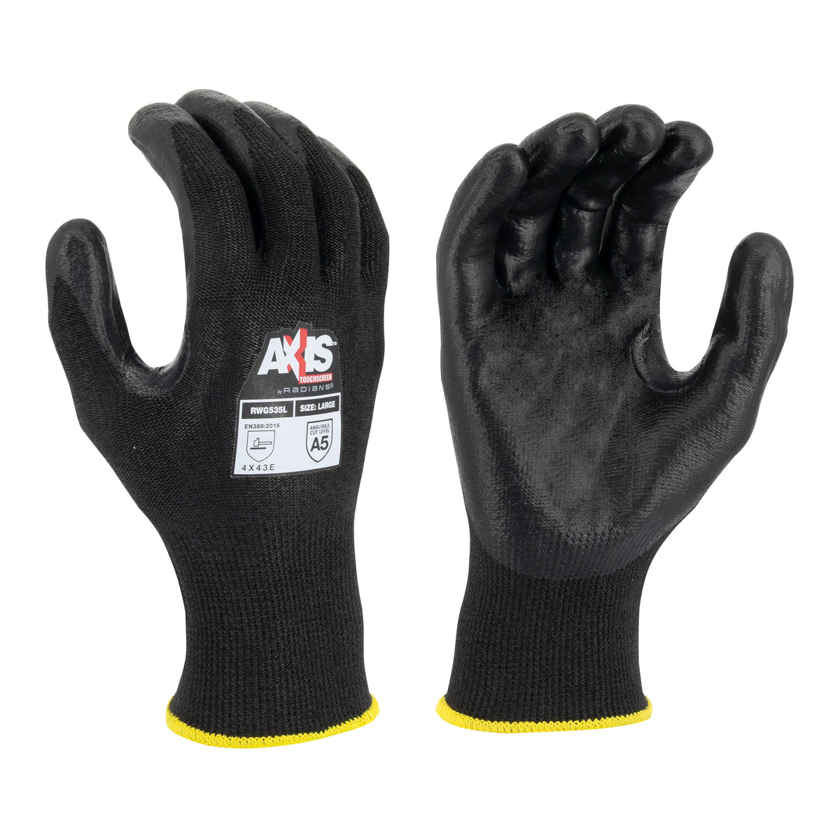 RWG535 HPPE Cut Level A5 Touchscreen Reinforced Thumb Crotch Work Glove - Size XL