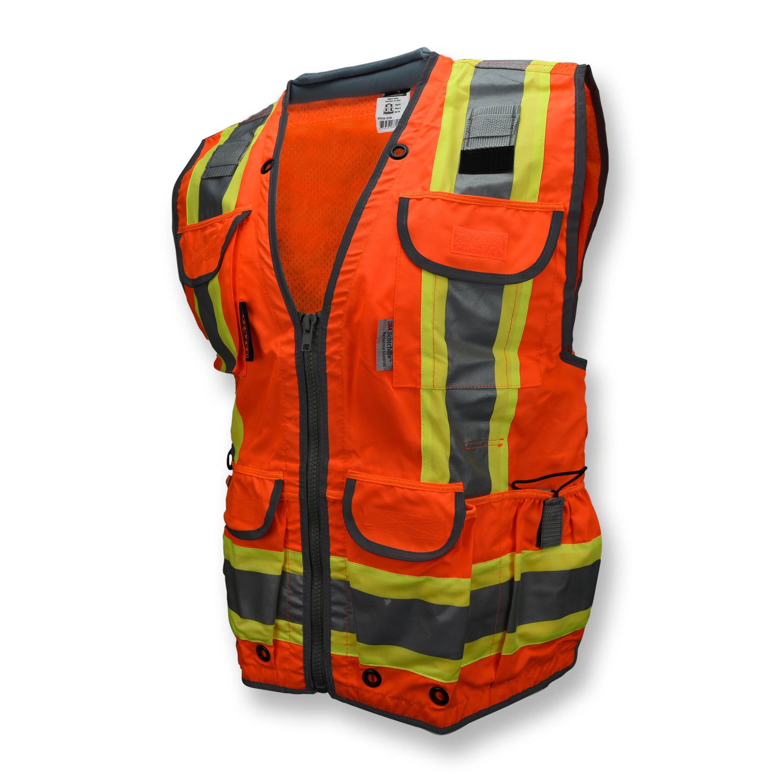 SV55 Class 2 Heavy Woven Two Tone Woven/Mesh Engineer Vest - Green - Size L
