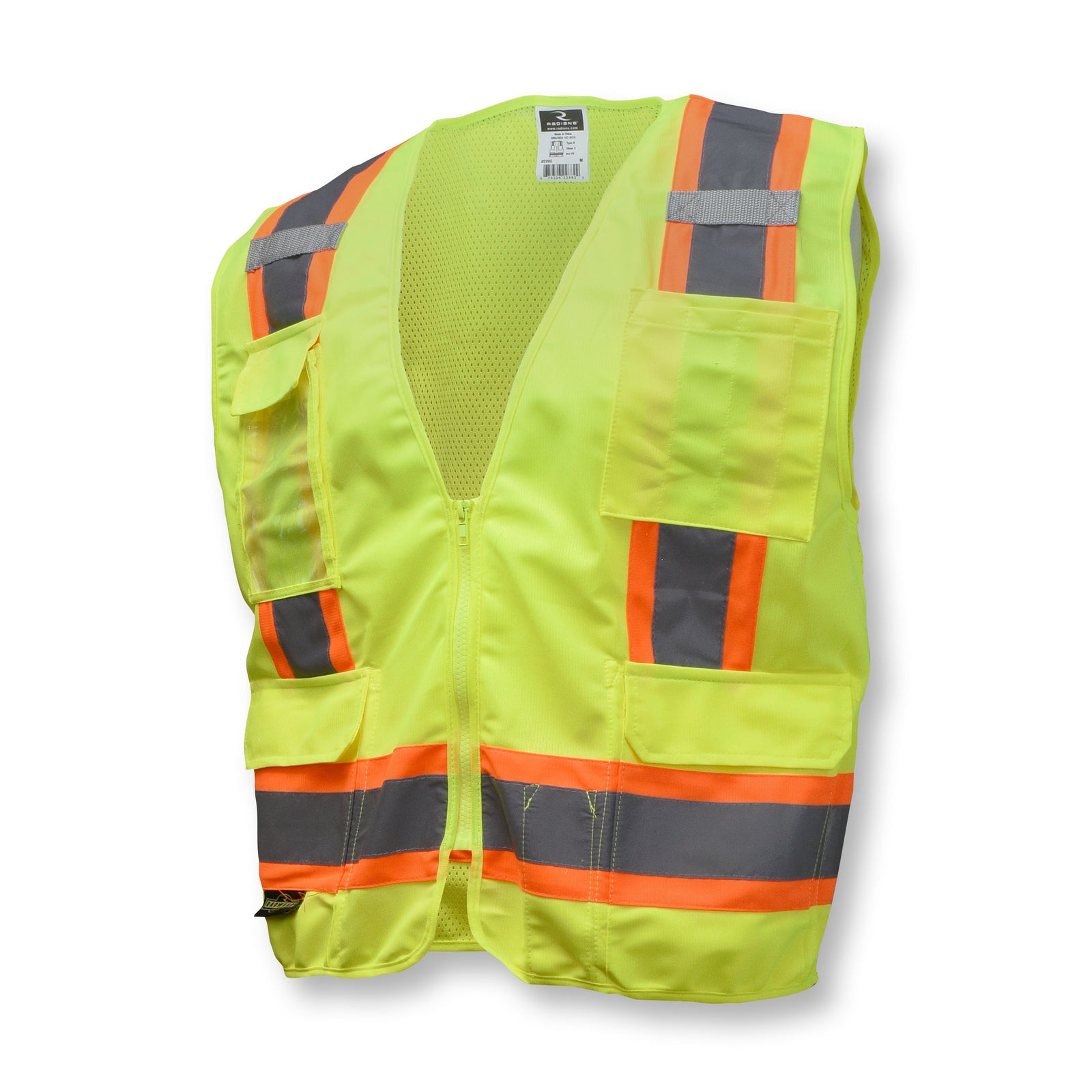 SV6 Two Tone Surveyor Type R Class 2 Solid/Mesh Safety Vest - Orange - Size XL