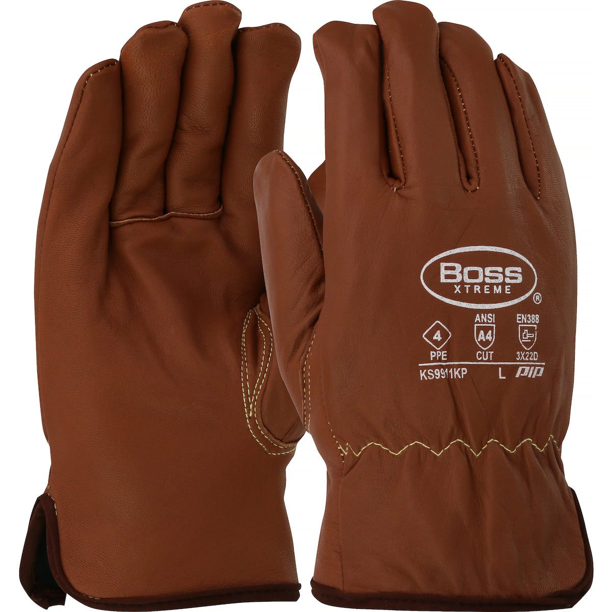 Boss KS9911KP Leather Driver Gloves Goatskin Oil Armor Brown
