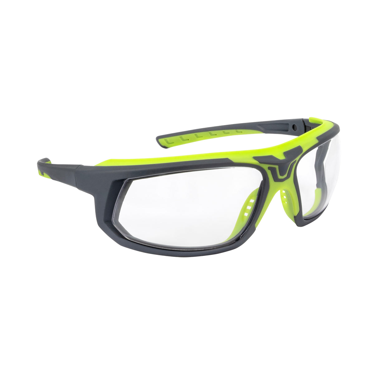 GLYF® Safety Eyewear with Comfort Soft-Touch Liner - Hi-Vis/Gray Frame, Smoke Lens