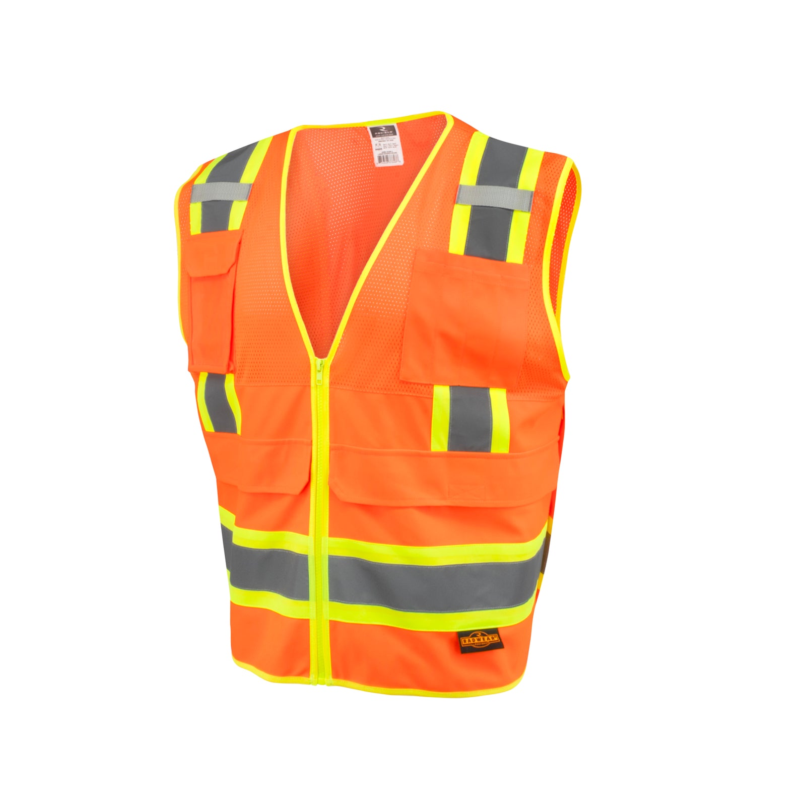 SV69-2 Two Tone Type R Class 2 Mesh/Solid Surveyor Vest with Plan/Tablet Pocket - Green - Size XL