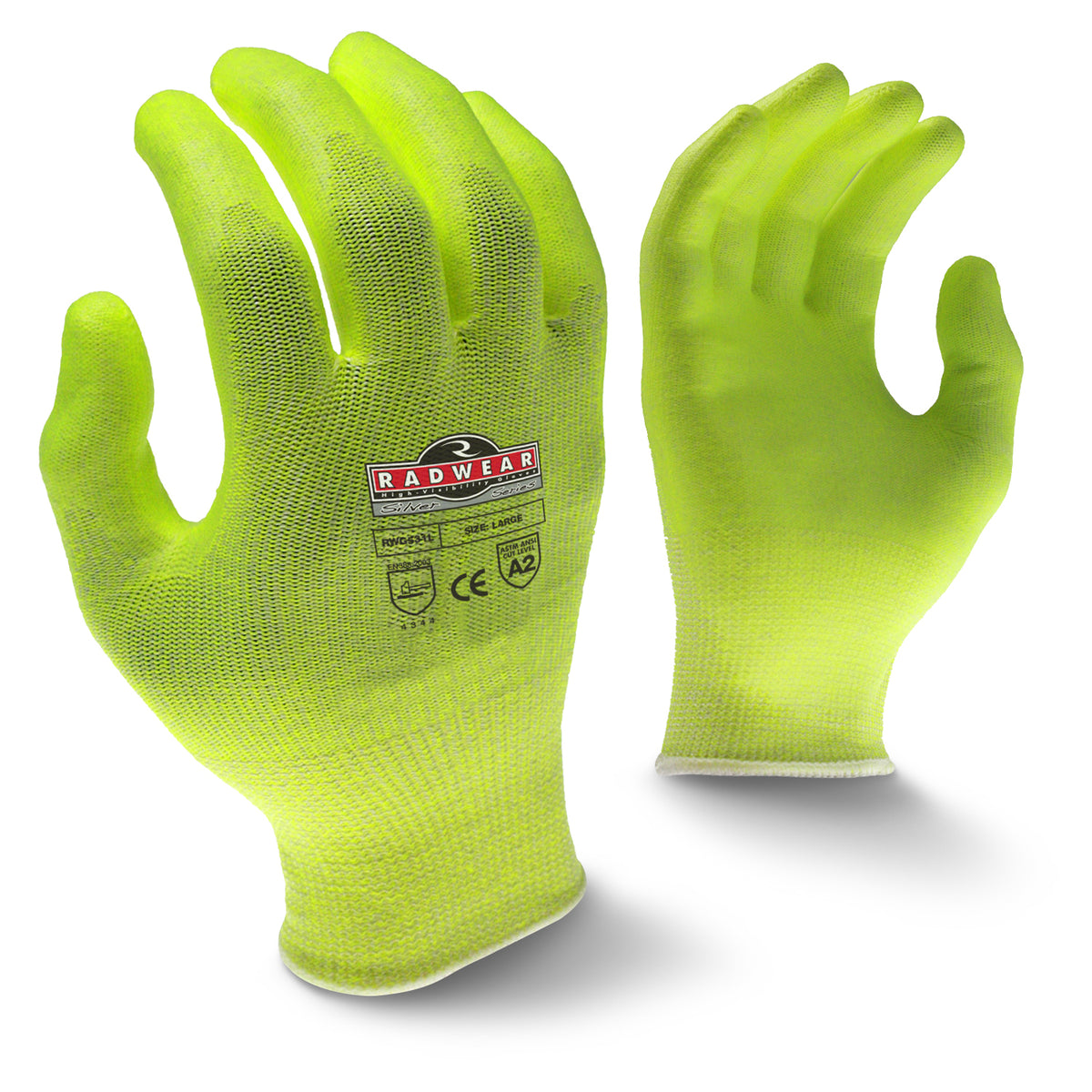 RWG531 Radwear® Silver Series™ Cut Protection Level A2 High Visibility Grip Glove - Size M