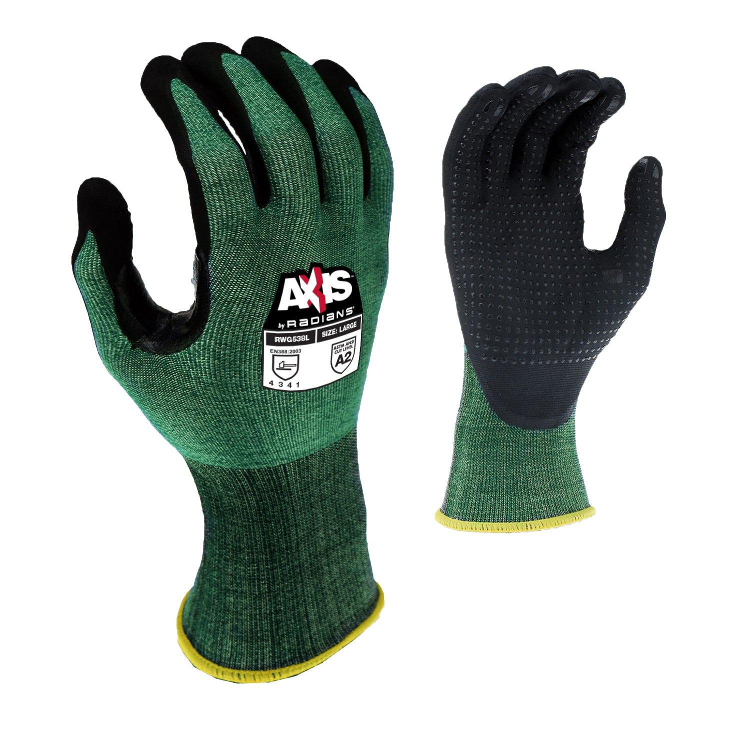 RWG538 AXIS™ Cut Protection Level A2 Foam Nitrile Coated Glove with Dotted Palm - Size 2X