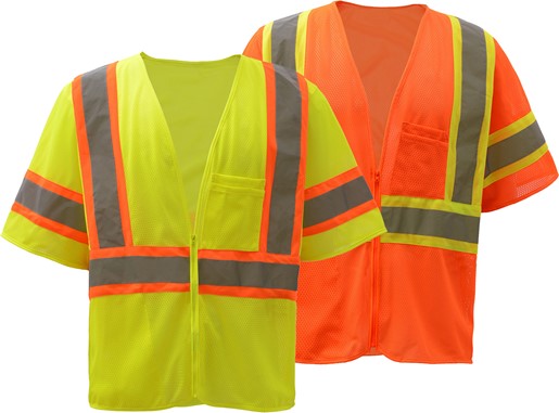 Standard Class 3 Two Tone Mesh Zipper Safety Vest