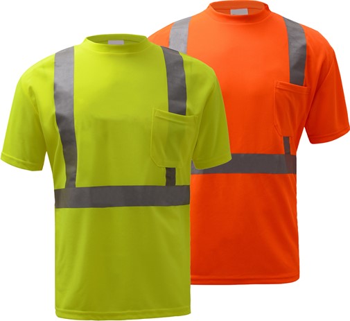 Standard Class 2 Moisture Wicking Short Sleeve Safety T-Shirt with Chest Pocket