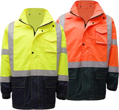 Class 3 Premium Hooded Rain Jacket Black Bottom | Hi-Vis & Waterproof ...