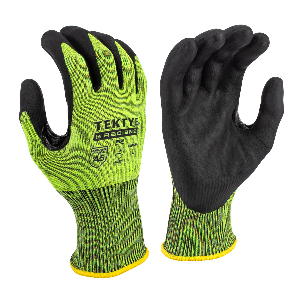 RWG755 TEKTYE® A5 Reinforce Thumb Green Nitrile Dip Cut Protective Work Glove - Size XL