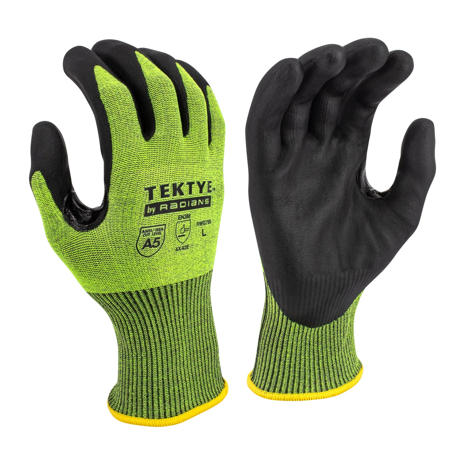 RWG755 TEKTYE® A5 Reinforce Thumb Green Nitrile Dip Cut Protective Work Glove - Size XL