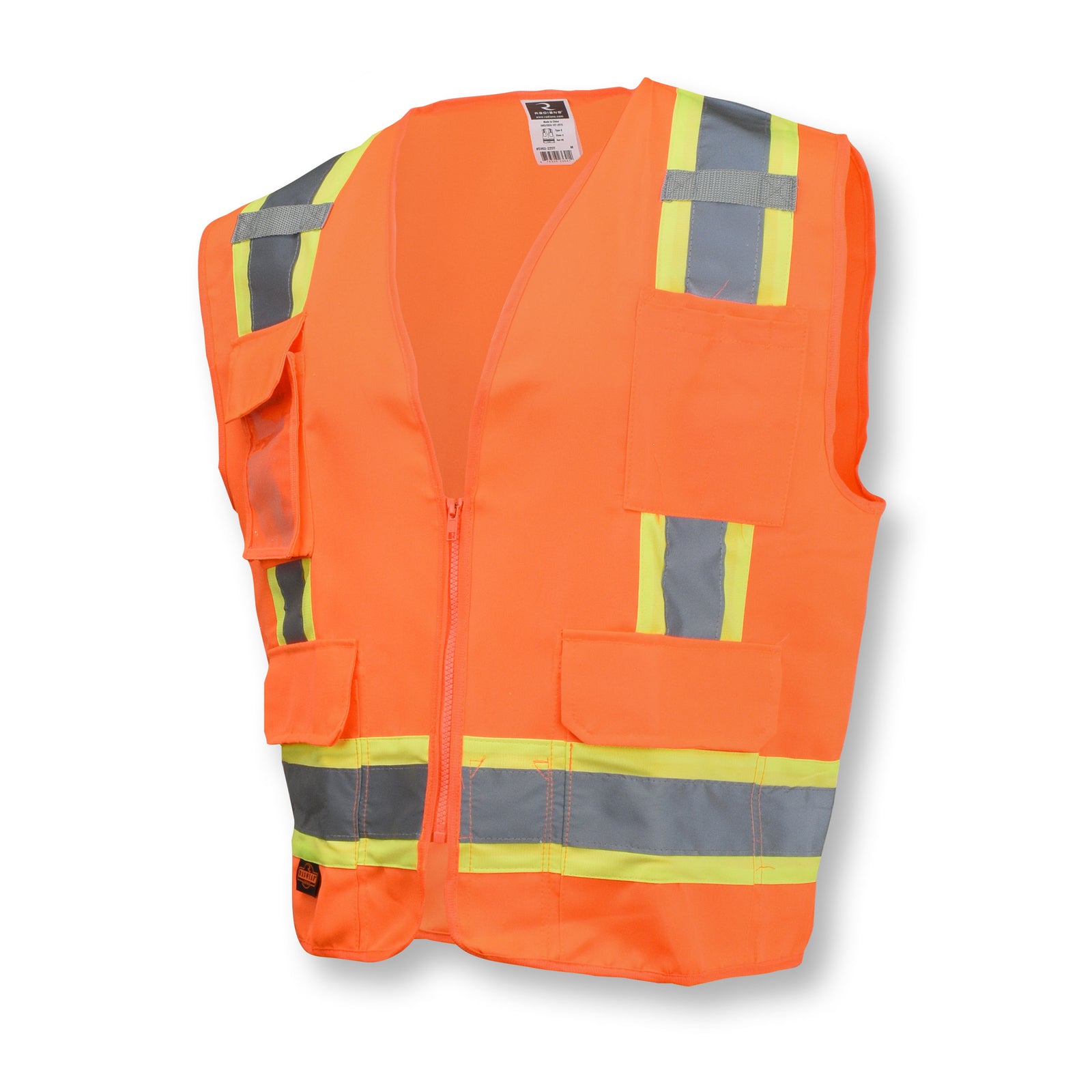 SV62 Type R Class 2 Surveyor Heavy Duty Solid Twill Safety Vest - Orange - Size M