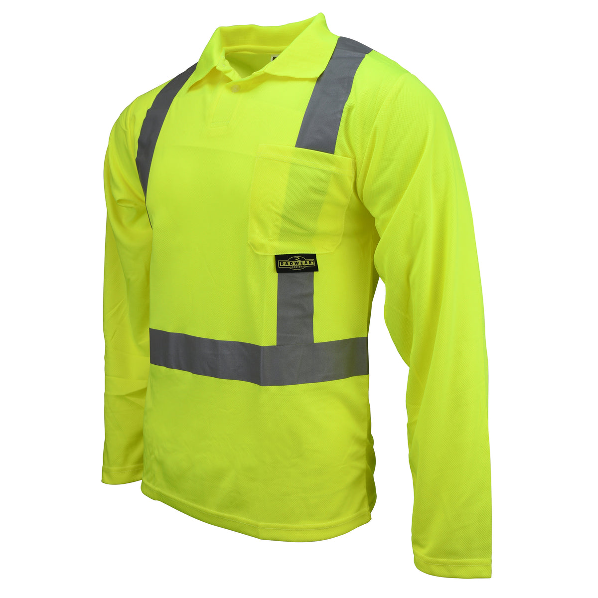 ST22 Class 2 High Visibility Long Sleeve Safety Polo Shirt - Green - Size 2X