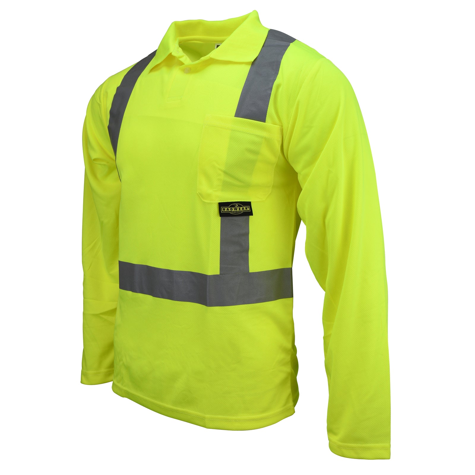 ST22 Class 2 High Visibility Long Sleeve Safety Polo Shirt - Green - Size 2X