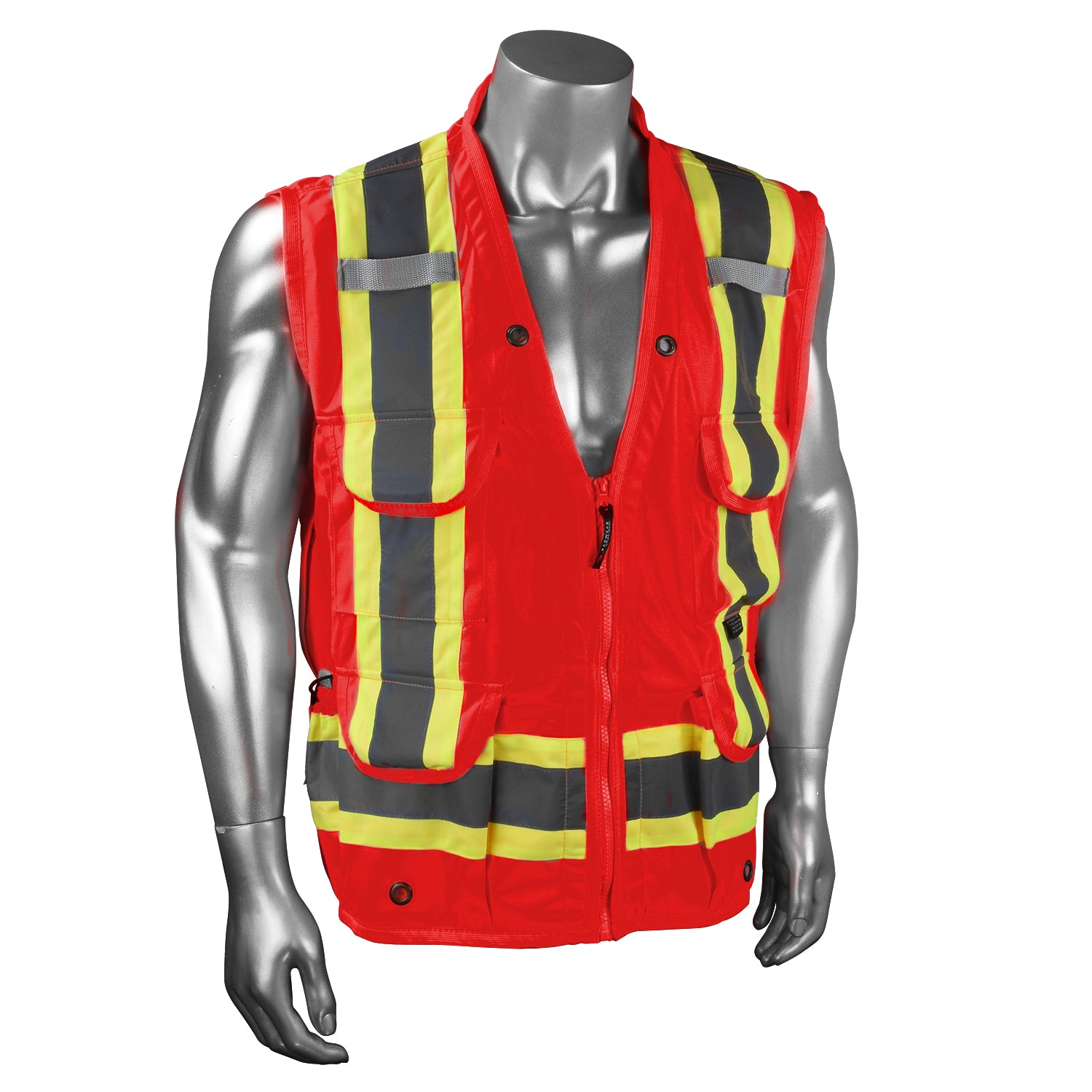 SV030X-1 Heavy Duty 10-Pocket Cruiser Vest with Back Pouch X-Back - Black - Size 3X