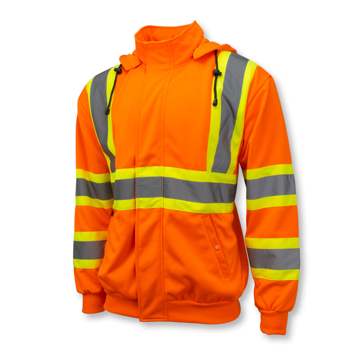 SW01X-2 High Neck Zip Front X-Back Hooded Sweatshirt - Hi Vis Lime - 2X