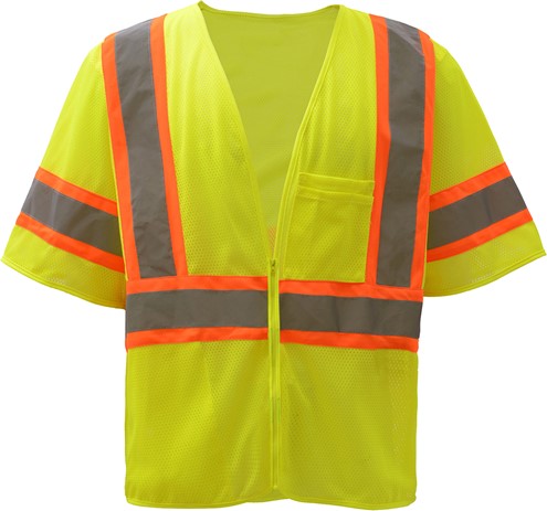 Standard Class 3 Two Tone Mesh Zipper Safety Vest