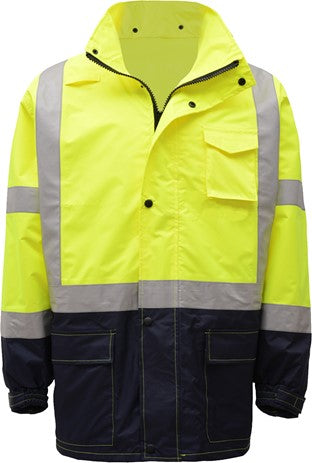Class 3 Premium Hooded Rain Jacket Black Bottom | Hi-Vis & Waterproof ...