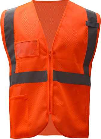 Standard Class 2 Mesh Zipper Safety Vest W/ ID Pocket