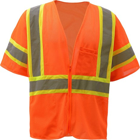 Standard Class 3 Two Tone Mesh Zipper Safety Vest