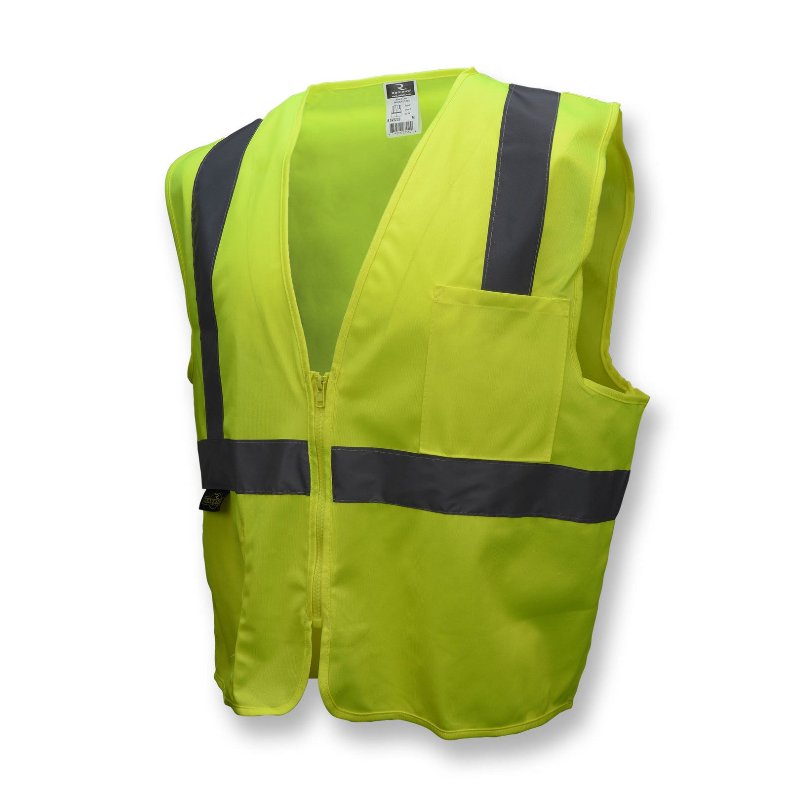 SV2Z Economy Type R Class 2 Solid Safety Vest with Zipper - Orange - Size S