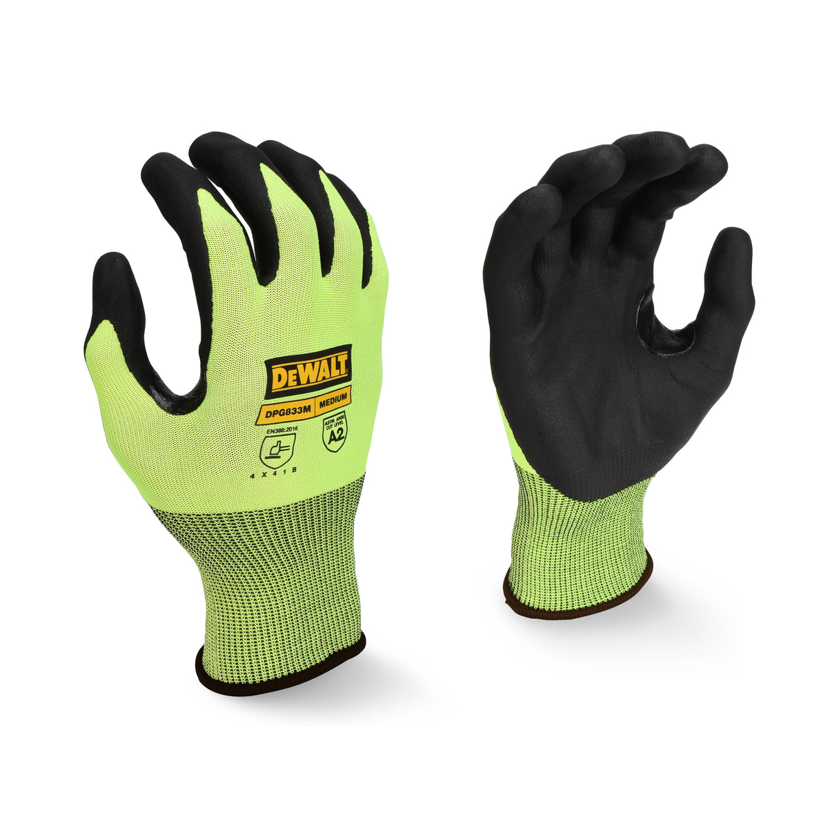 DPG833T Hi-Vis Touchscreen Micro Foam Nitrile A2 Cut Glove - Size M - Tagged