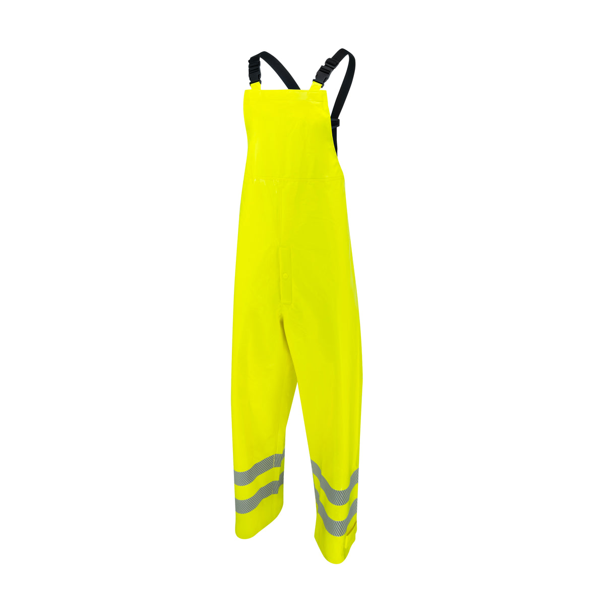 RW08B Class E Self-Extinguishing Rain Bib with Safety Fly - Lime - Size  6X