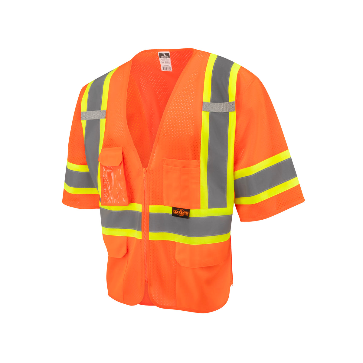 SV232-3 Two Tone Surveyor Type R Class 3 Mesh Safety Vest with Dual Side Zippers - Orange - Size 2X