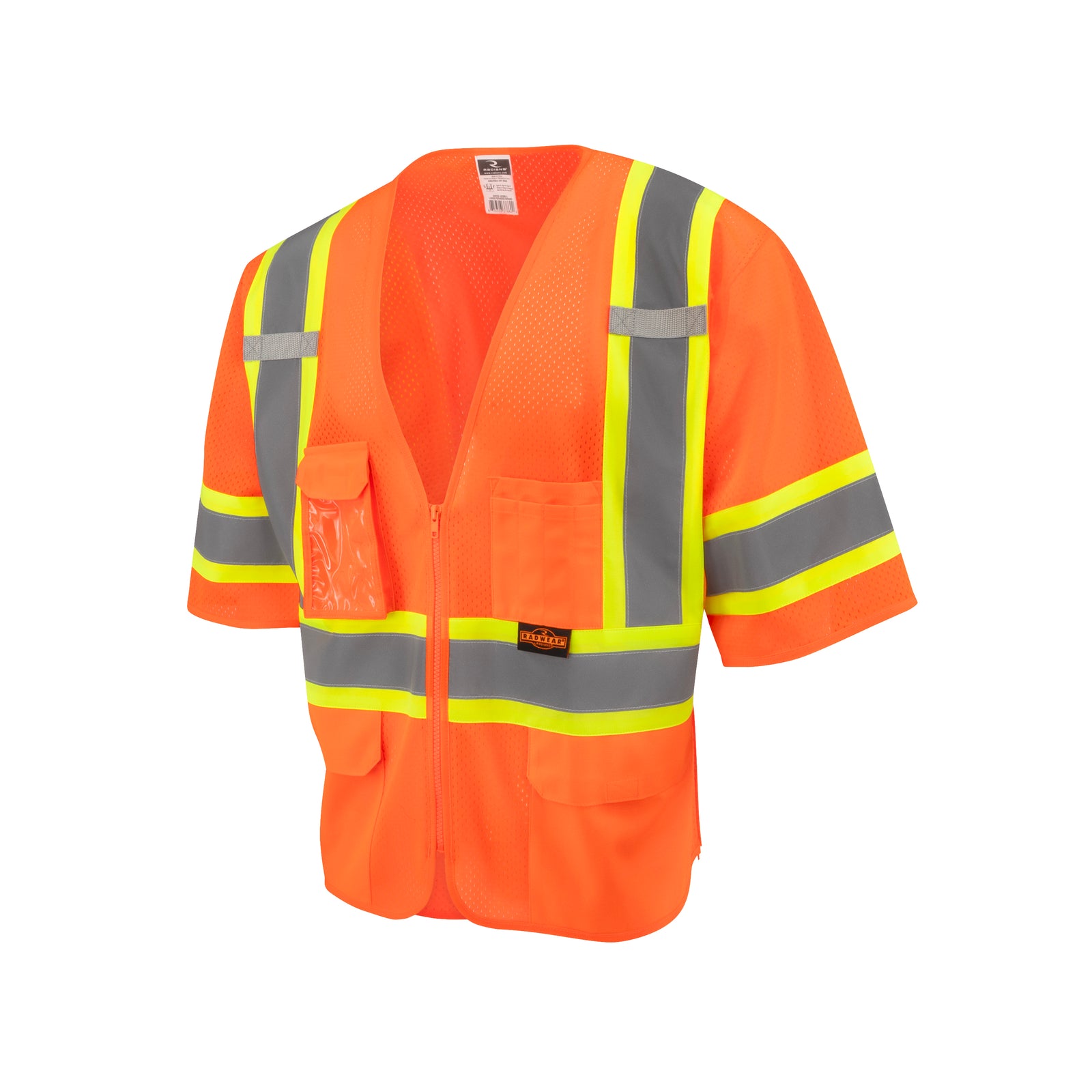 SV232-3 Two Tone Surveyor Type R Class 3 Mesh Safety Vest with Dual Side Zippers - Orange - Size 2X