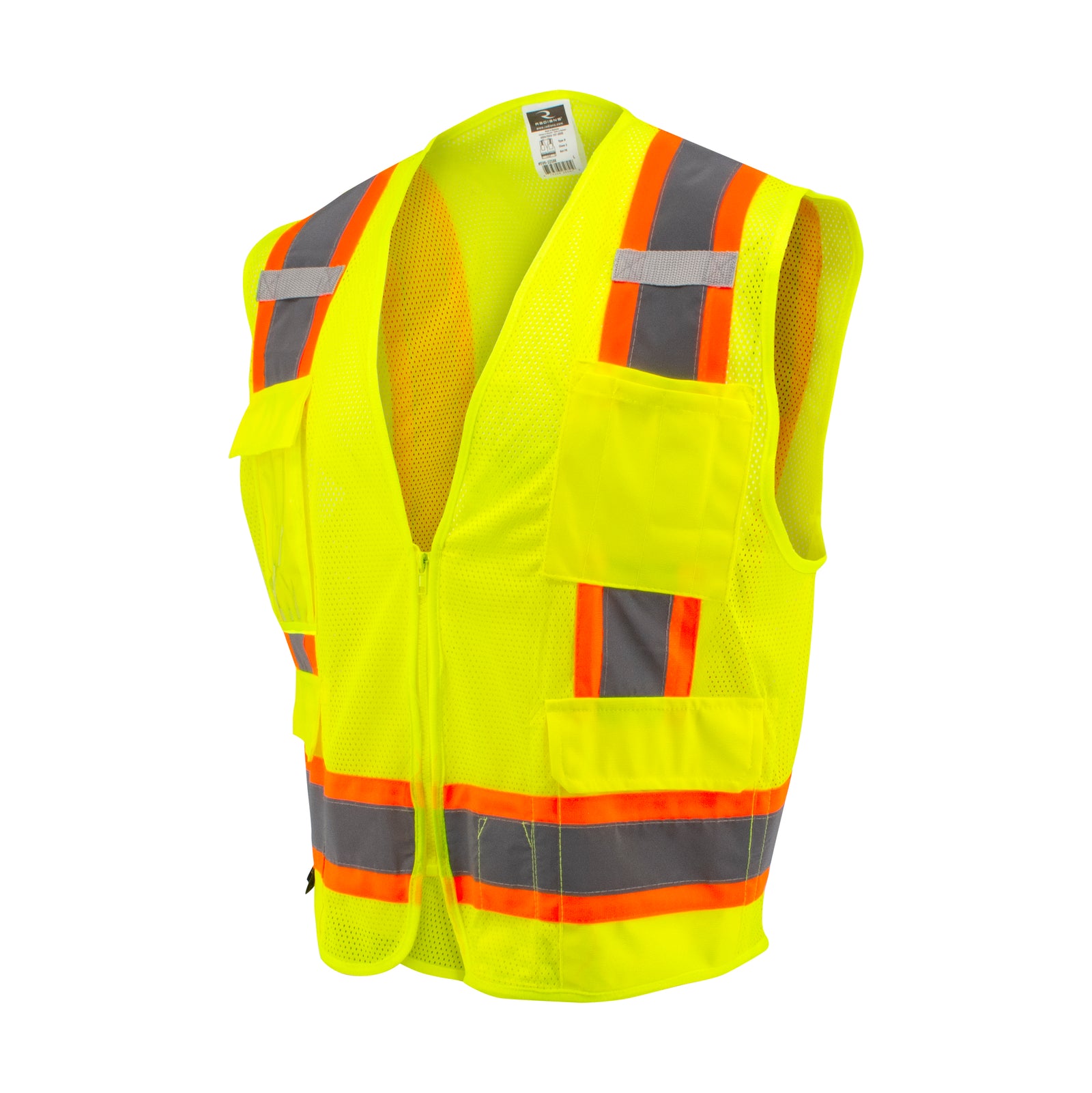 SV6 Two Tone Surveyor Type R Class 2 Mesh Safety Vest - Orange - Size M
