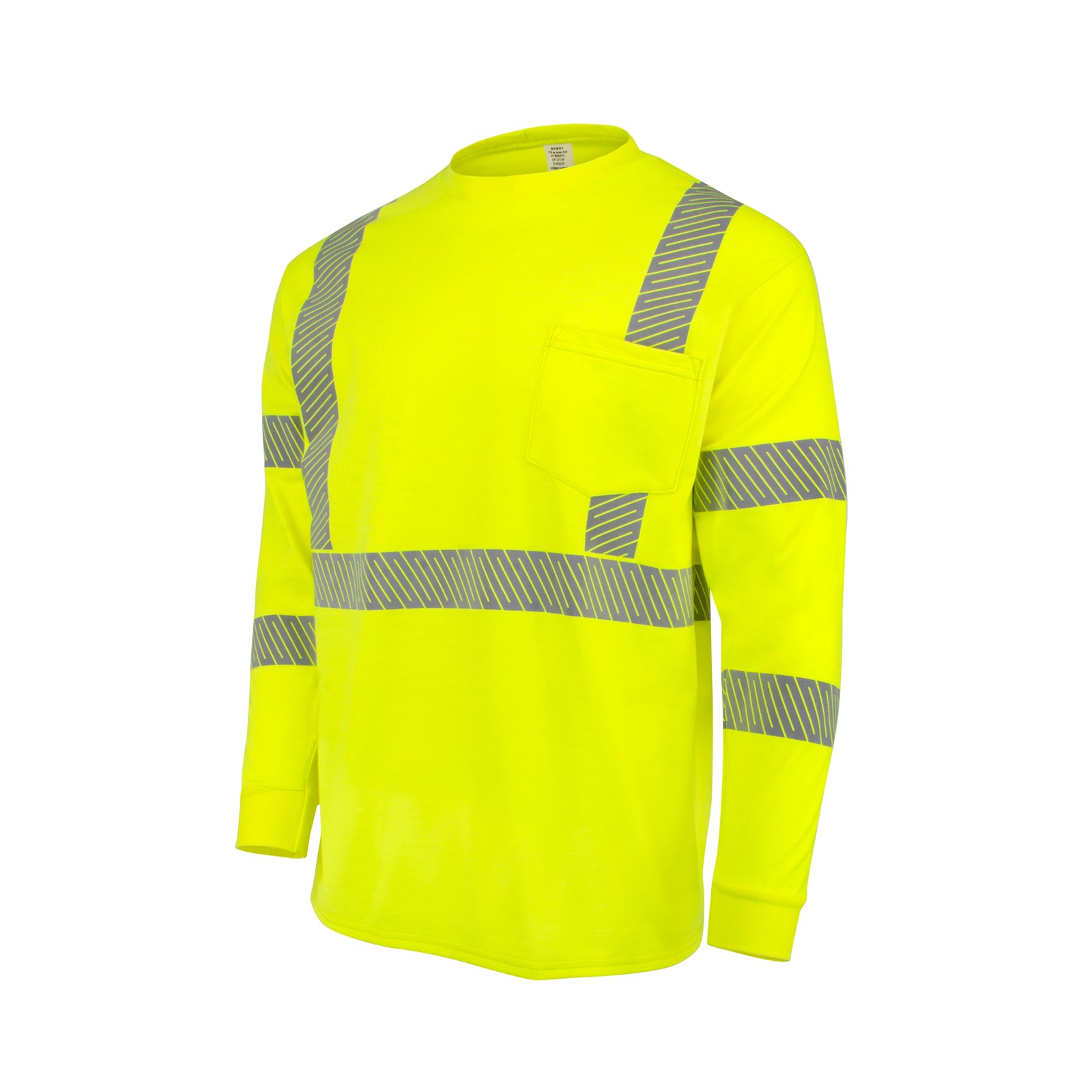ST921 Men's Long Sleeve FR T-shirt with Class 3 Segmented Reflective Tape - Hi-Vis Green - Size L