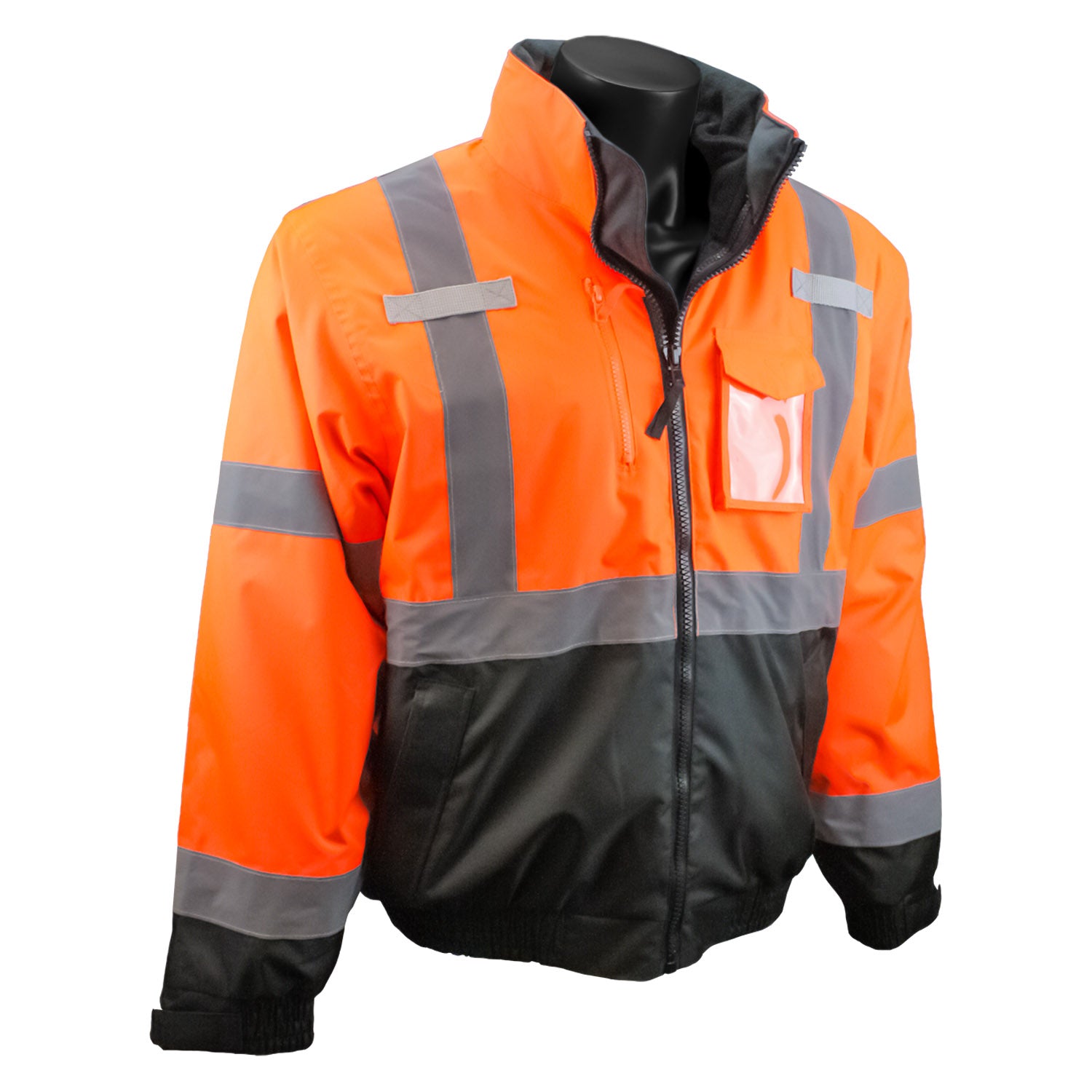 SJ210B Three-in-One Deluxe High Visibility Bomber Jacket - Orange/Black Bottom - Size M
