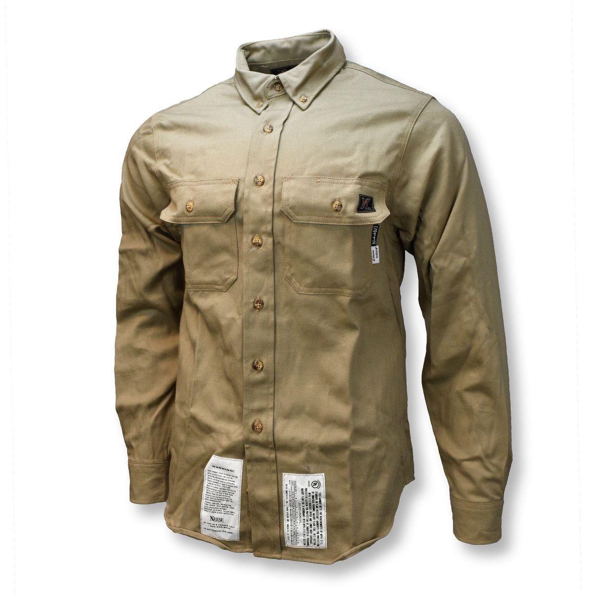 VI7SH 7 oz Indura® FR Shirt (CAT 2) - Khaki - Size S