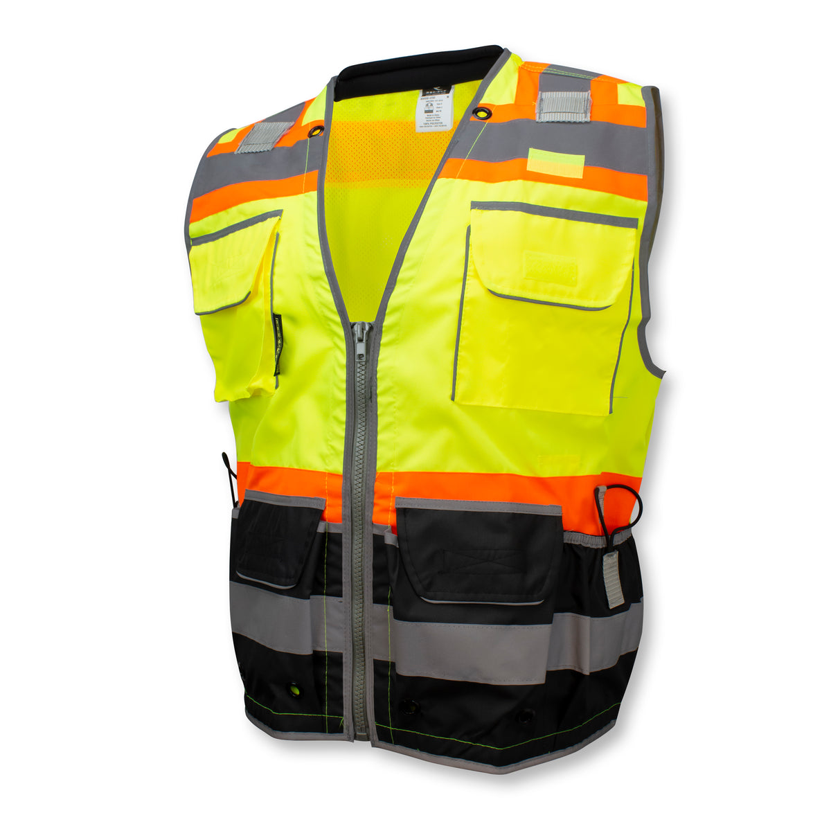 SV55B Class 2 Heavy Woven Color Blocked Two Tone Engineer Vest - Green - Size 2X