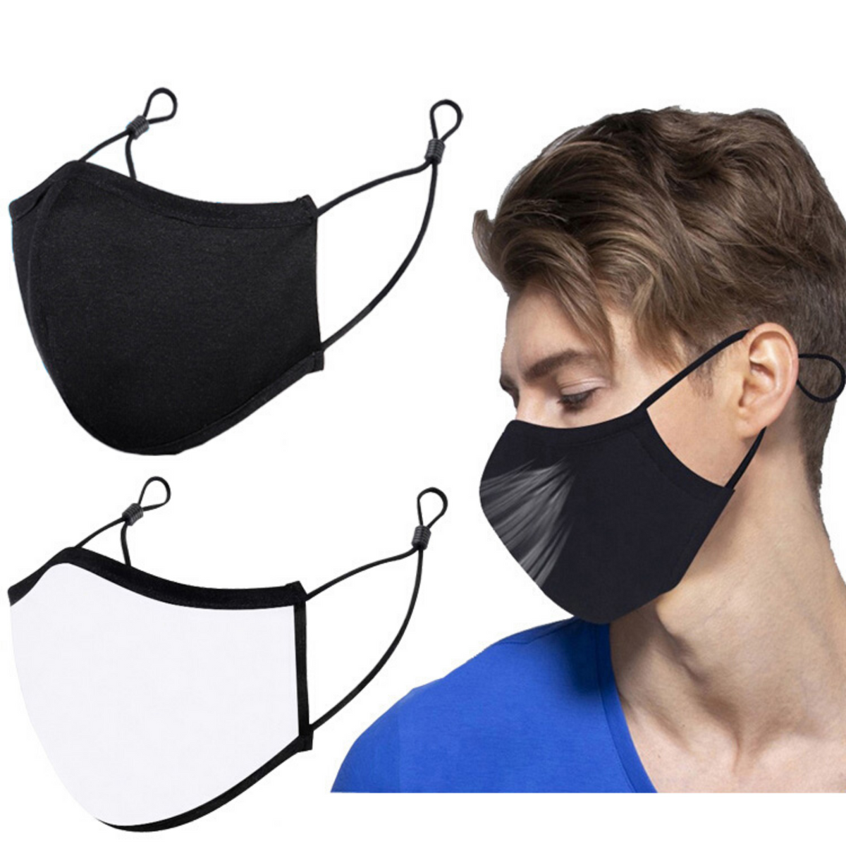 DuPont Antimicrobial 3-layer Cloth Mask with Adjustable Earloops