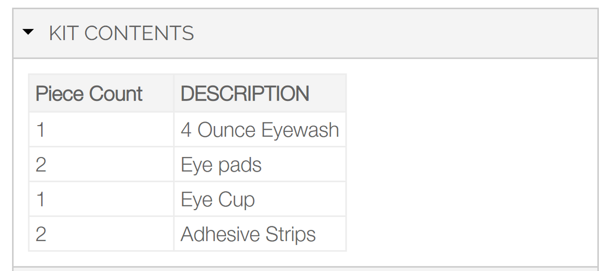 10 Piece Eye Wash Kit - 4 Oz. Eyewash, Eye Pads &amp; Adhesive Strips, 1 Set/Box - W-7-600