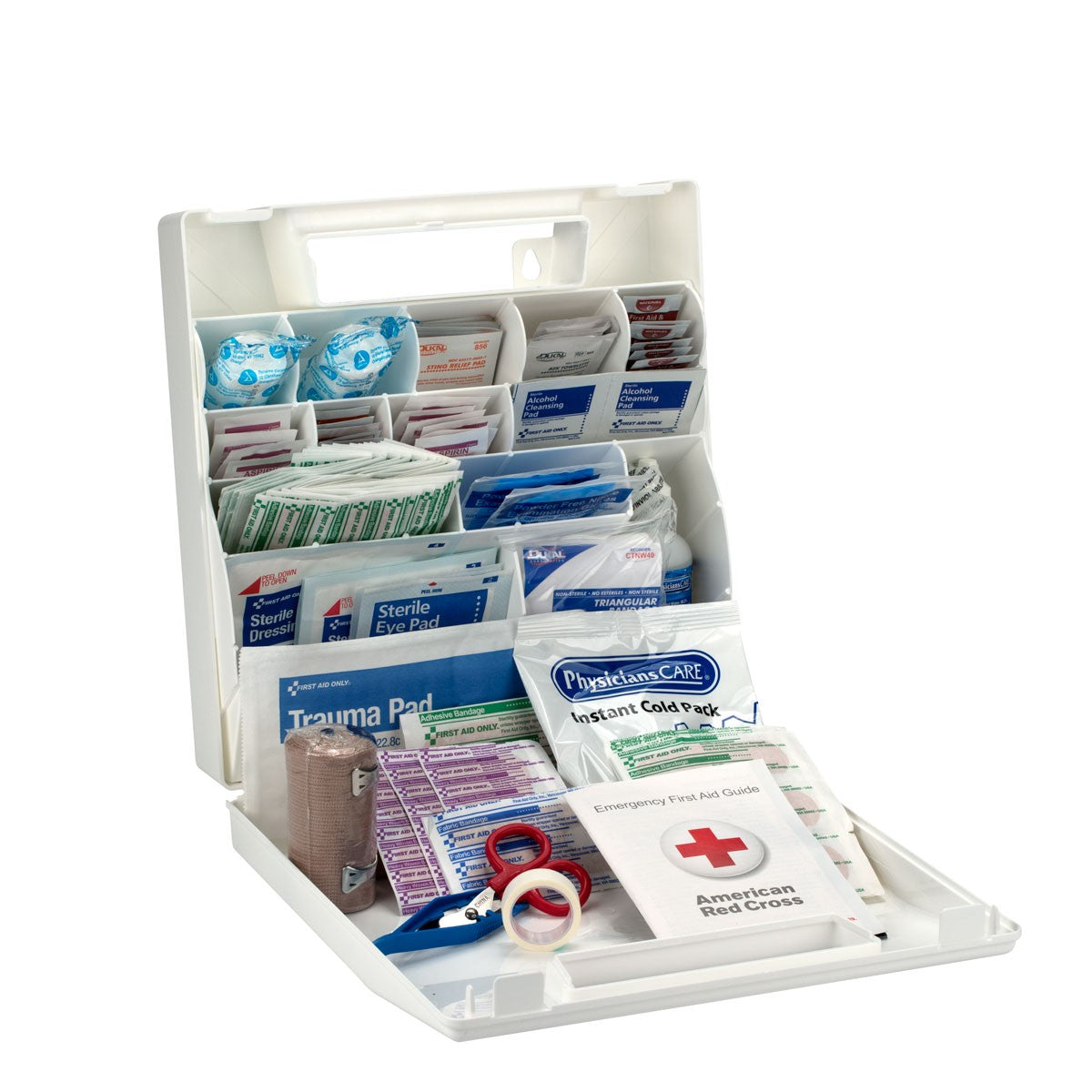 50 Person First Aid Kit, Plastic Case With Dividers - W-225-AN