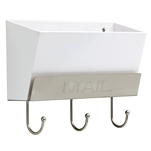 LIBERTY MAILHLD-WSN-R Classic Mail Holder with 3 Hooks, 10&quot;