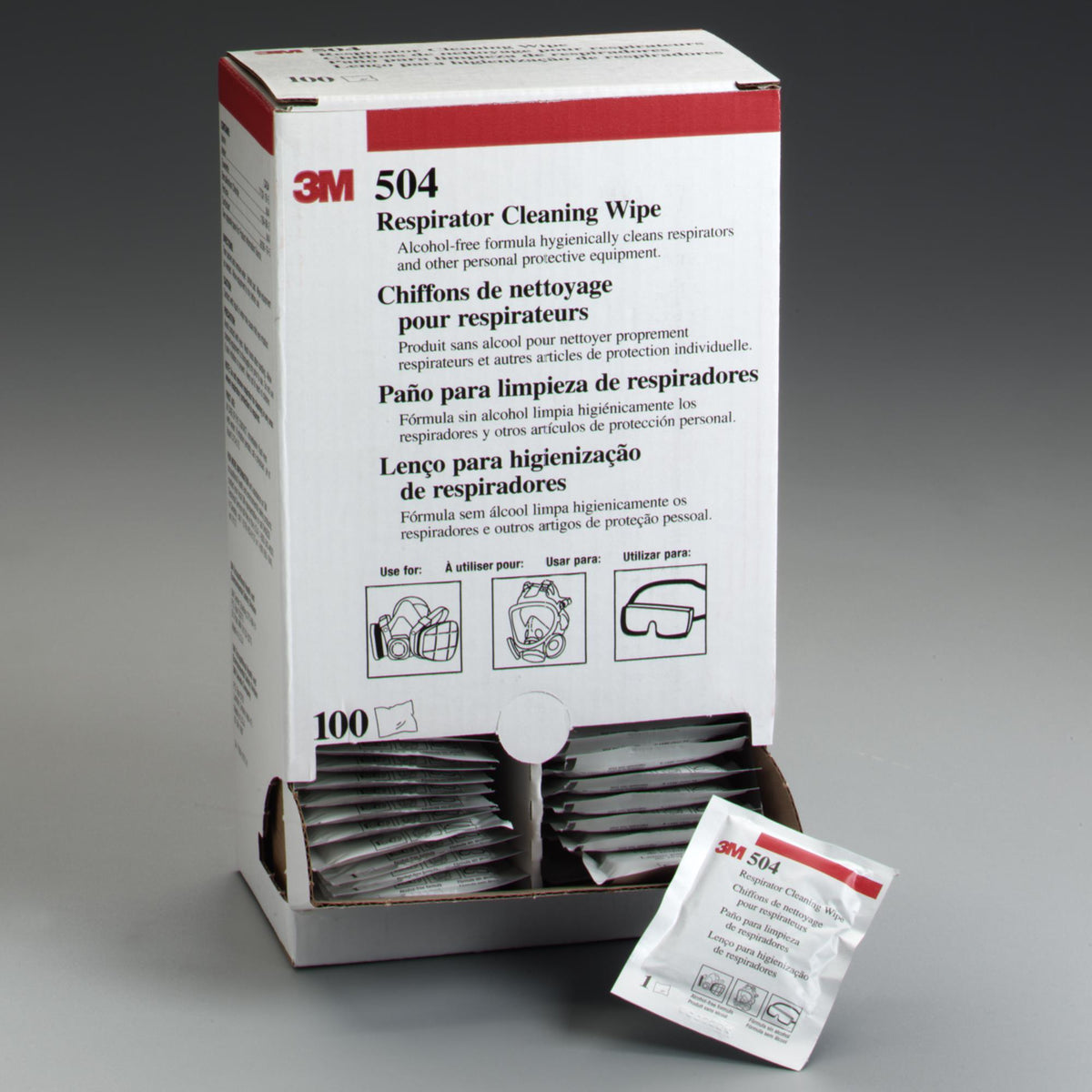 3M 504 Respirator Cleaning Wipes 100/box - W-WEL13595