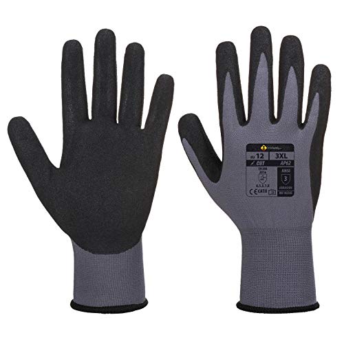 Brite Safety Dermiflex Aqua Glove - 15 Gauge Liner Work Gloves - Water and Oil Repellent Safety Gloves for Men and Women (6 Pack)