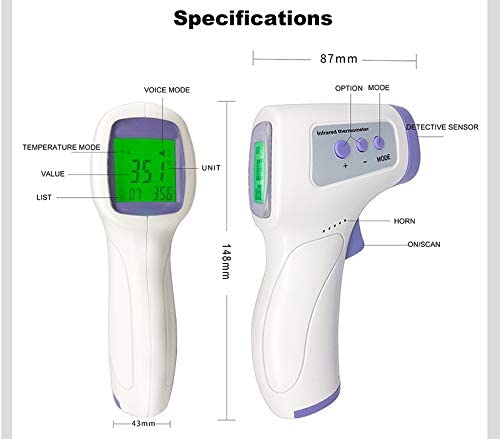 Firstahl Infrared Digital Non-Contact Thermometer Gun with Three Color LCD Screen