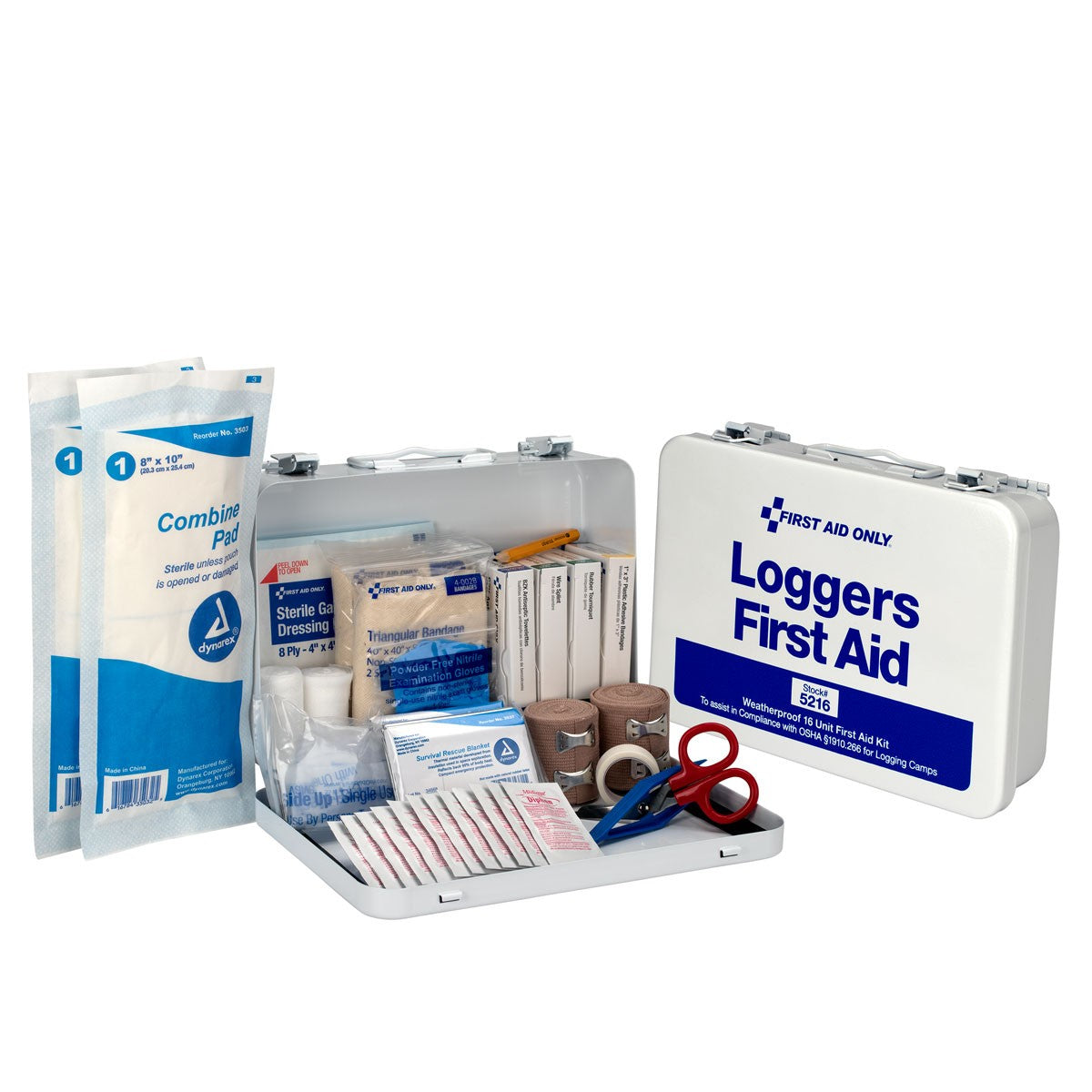 25 Person Loggers First Aid Kit, Metal Weatherproof Case - W-5216