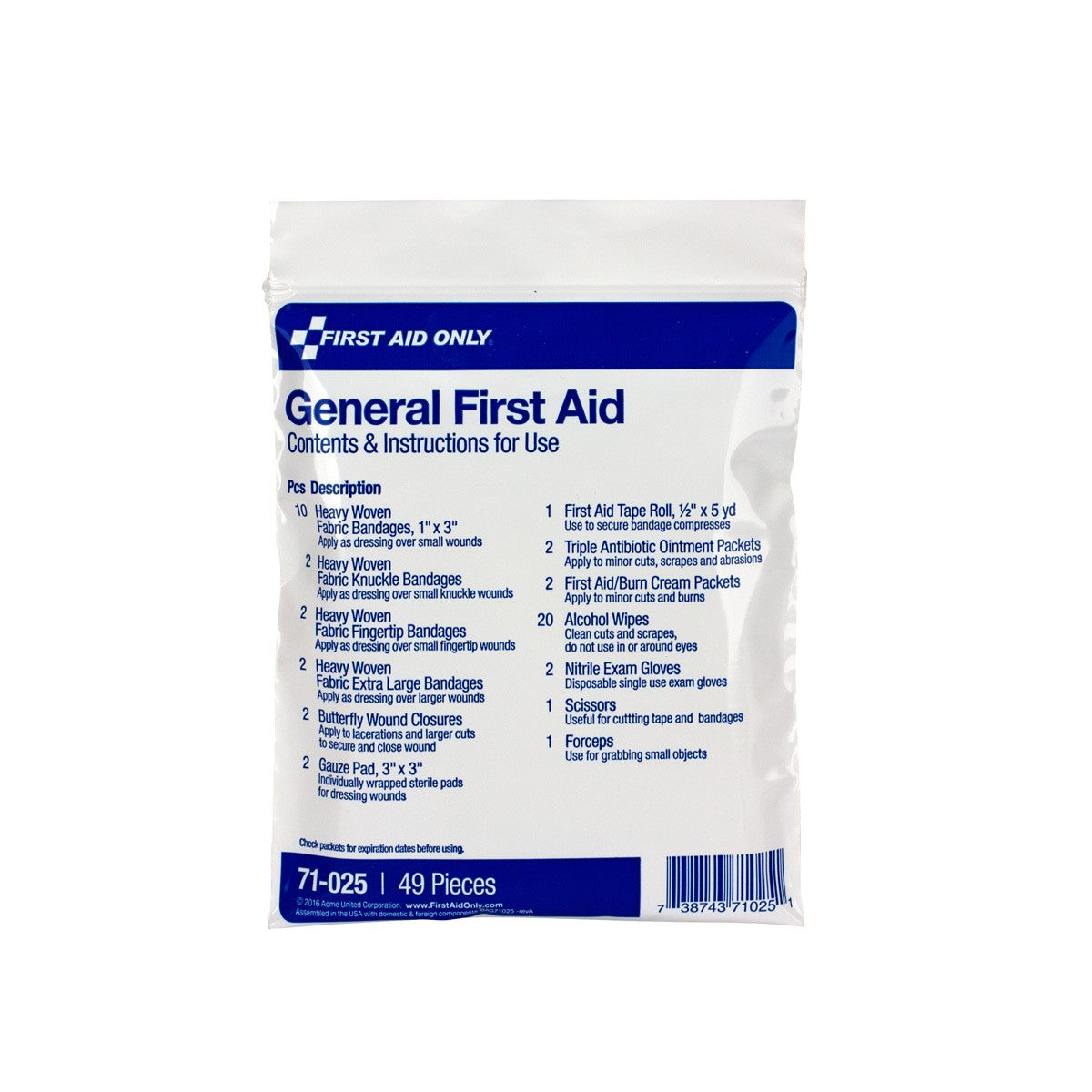 First Aid Triage Pack - General First Aid (Without Meds) - W-71-025