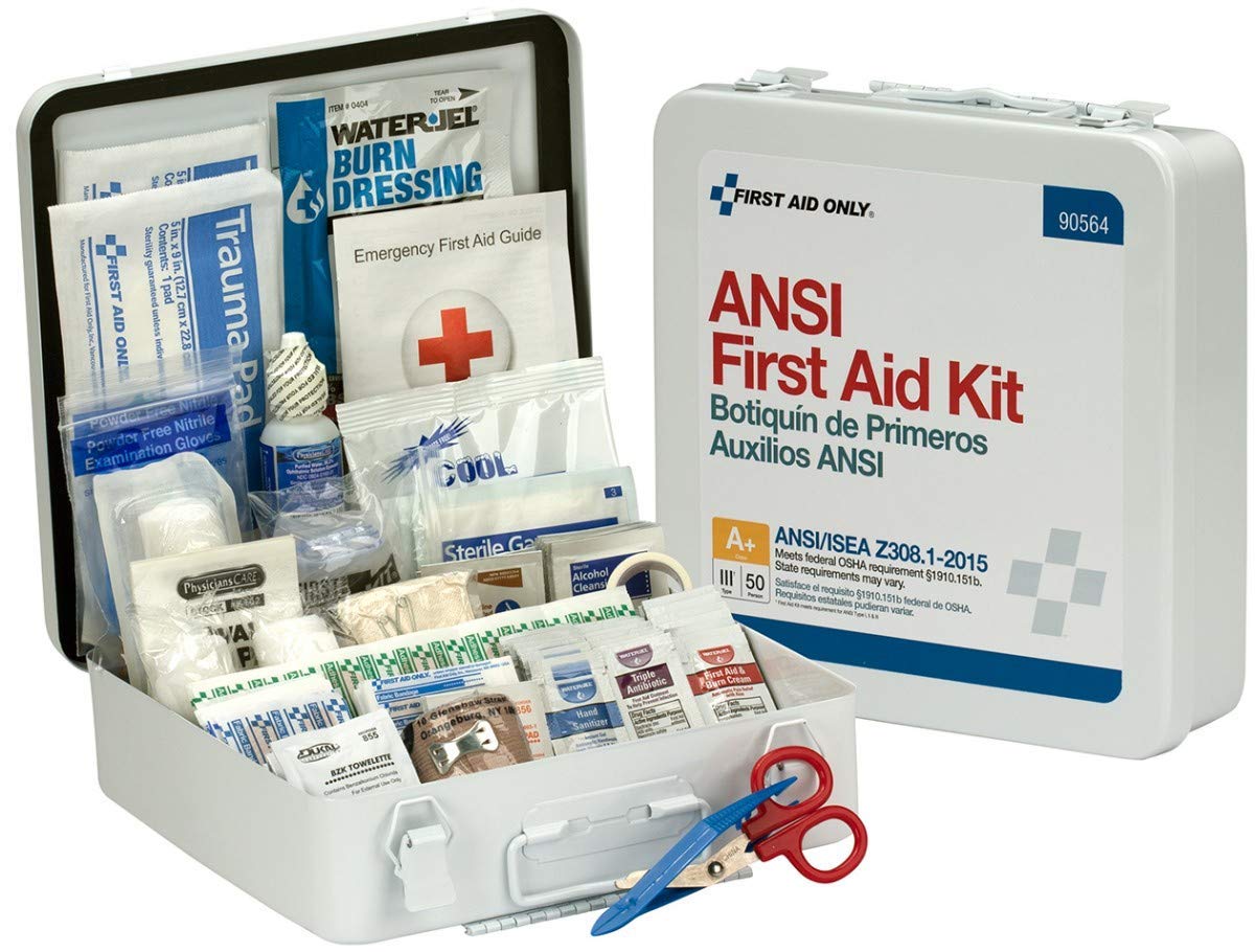 50 Person Bulk First Aid Metal Kit, Weatherproof ANSI A+, Type III