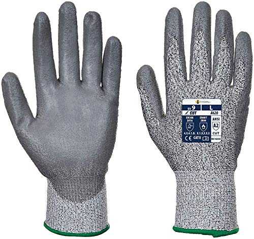 Brite Safety Cut Resistant Gloves with PU Coating - ANSI Cut Level 2 (A2) Safety Work Glove for Men and Women (6 Pack)