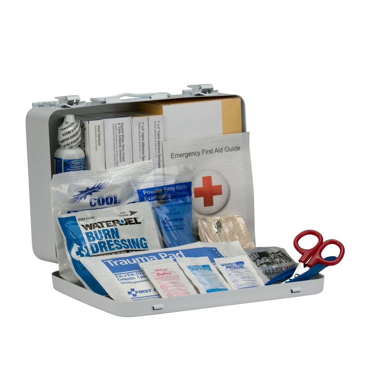 25 Person Vehicle First Aid Kit, Metal Weatherproof Case, ANSI Compliant - W-90672