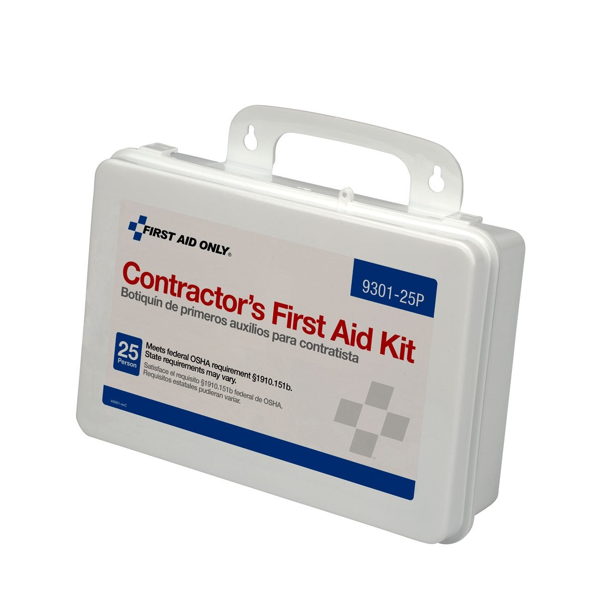 25 Person Contractor First Aid Kit, Plastic Case - W-9301-25P