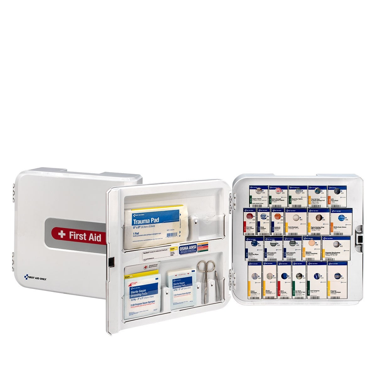 50 Person SmartCompliance Complete First Aid  Kit, Plastic Cabinet With Medications, ANSI A+ Compliant - Emergency Kits for Restaurants, Businesses, Schools and Office