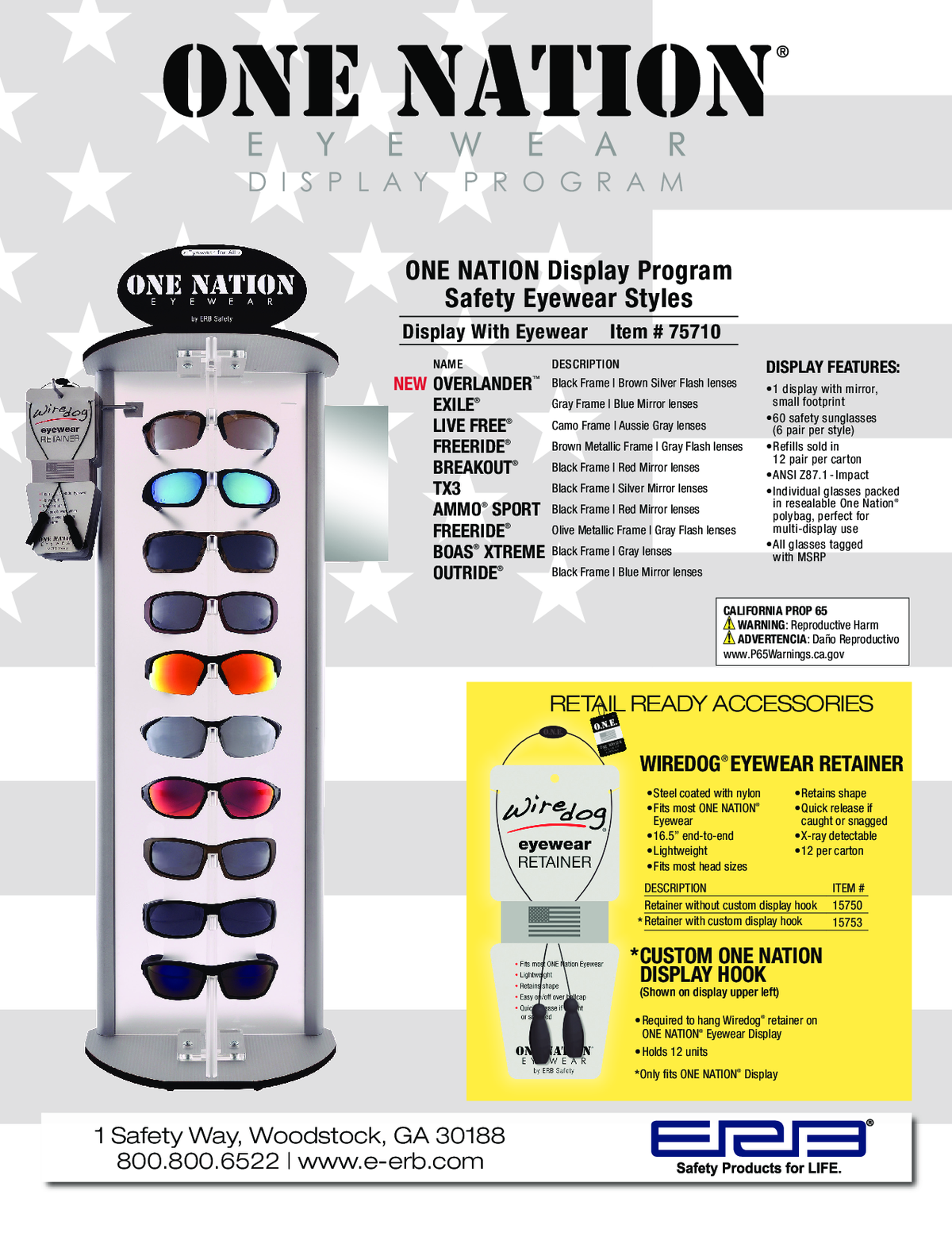 ONE Nation® Display Kit (includes Display and 60 pair of Retail Ready Safety Glasses)