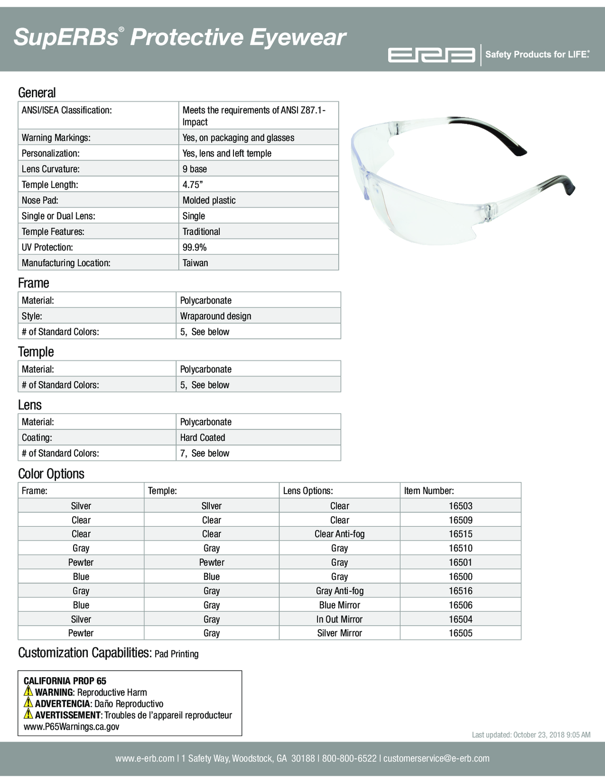 SupERBS Safety Glasses 1PC