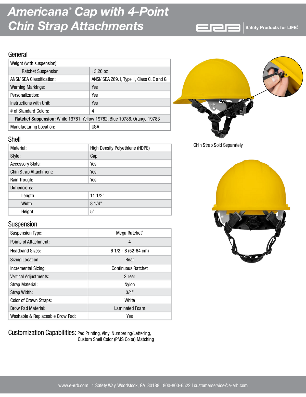 Americana® Cap designed for use with 2- and 4-Point Chin Straps (sold separately)