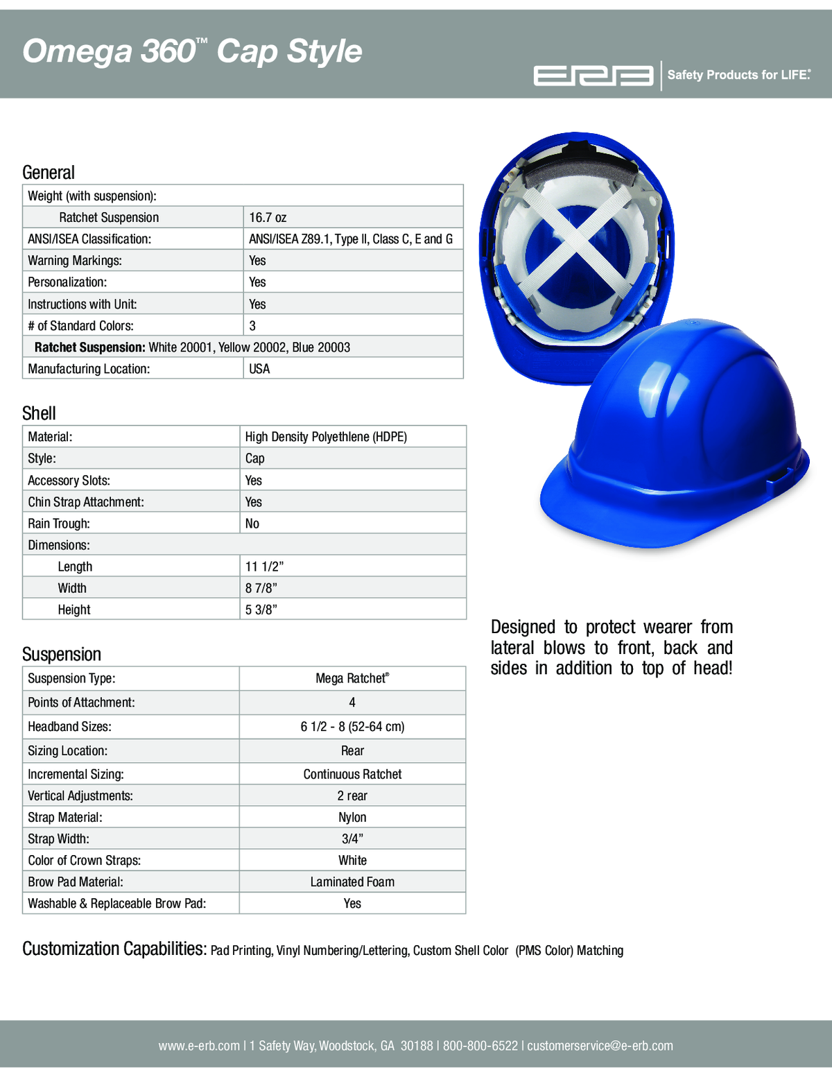 Omega 360® Cap Type II with 4 Point Suspension